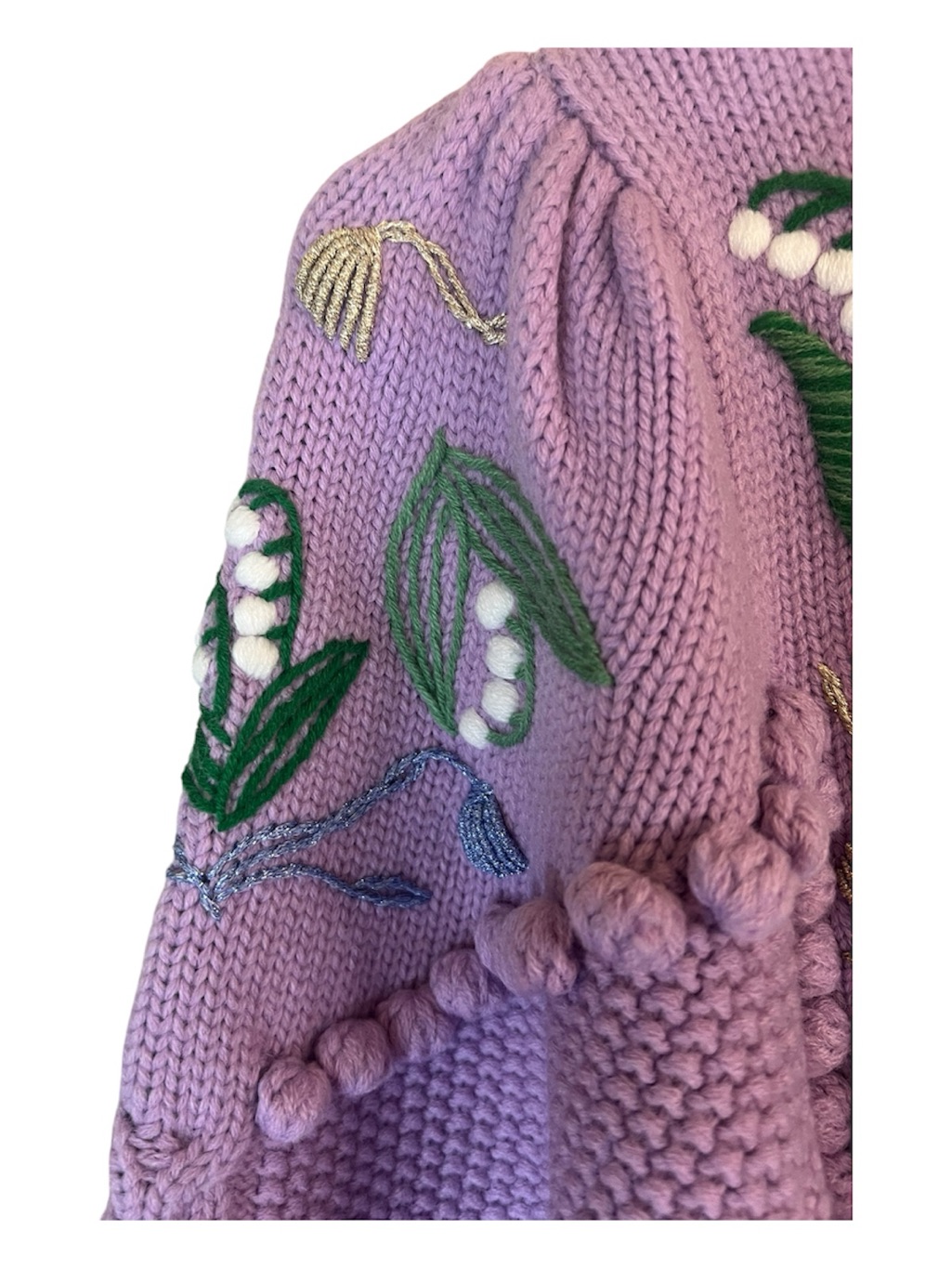 Nwt Line Markvardsen Knit Wool Embroidered Lilac Knit Cardigan Sweater — image 3 of 8